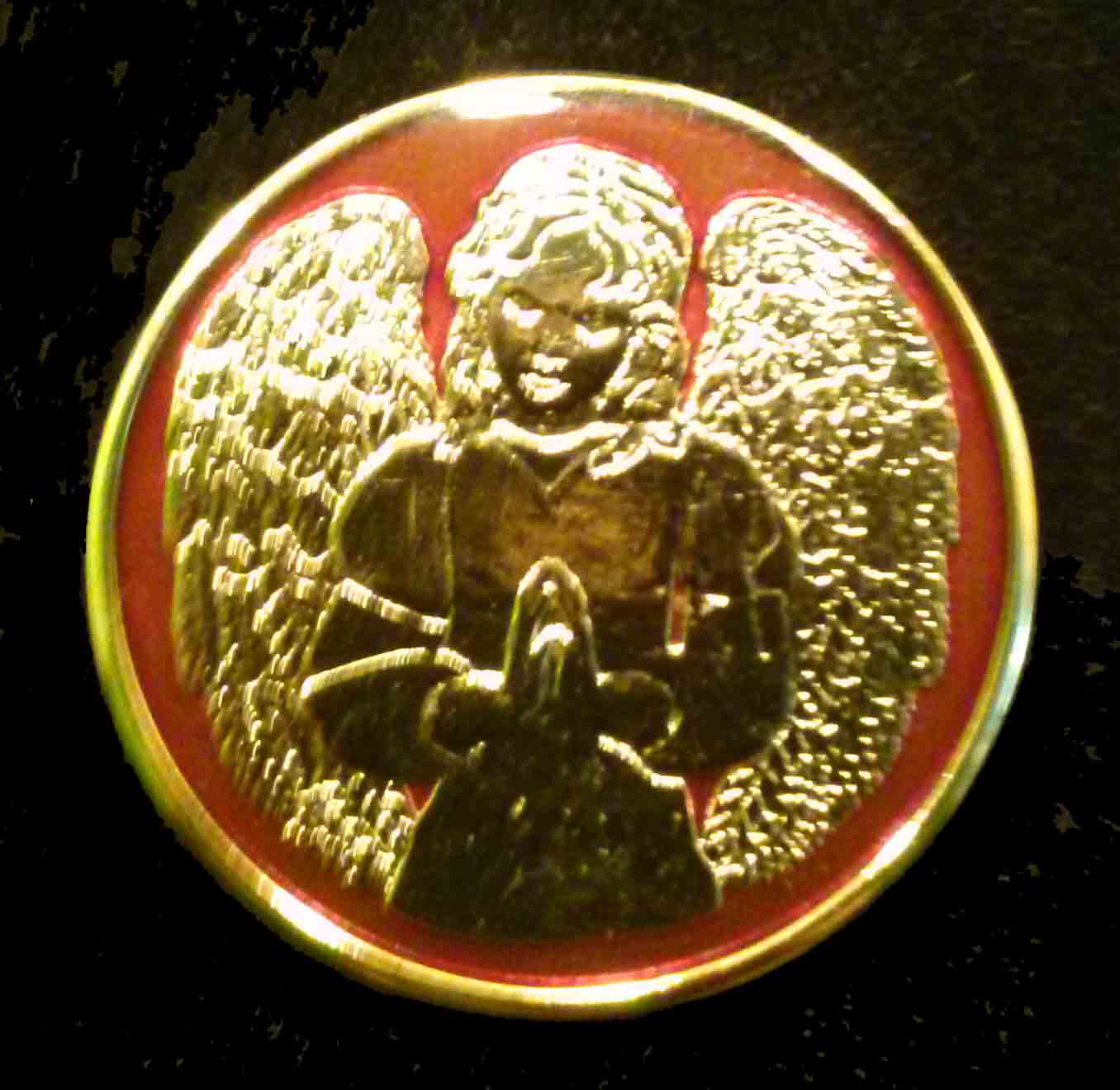 Guardian Angel Enamel Medallion - RED