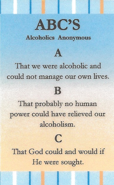 Abc S Of Alcoholic Anonymous Wallet Card Laminated