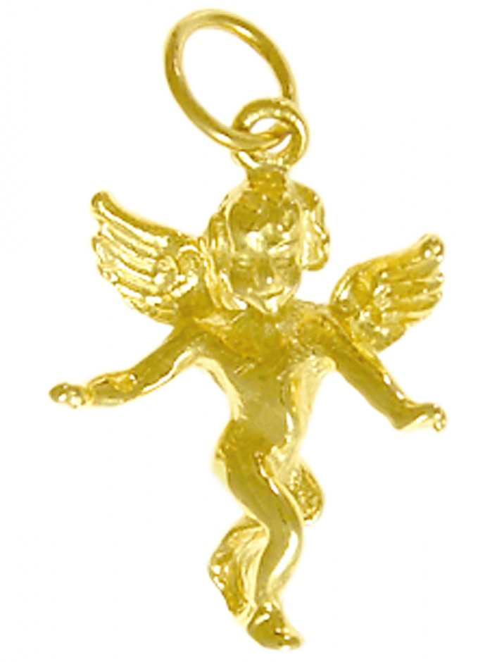 14K Gold Lace Detail Angel Necklace, Guardian Angel, Good Luck