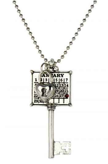 Silver Lock and Key Necklace with Crystal from Swarovski