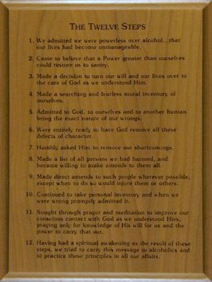 Wooden Plaque - The 12 Steps of AA | Recovery Wall Decor