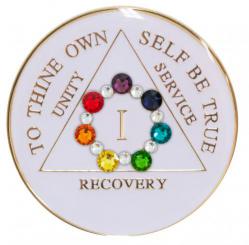 AA Tri-Plate White Bling Chakra Circle Medallion