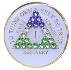 AA Tri-Plate White Bling Green Lavender Transition Medallion