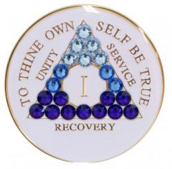 AA Tri-Plate White Bling Ice Blue to Violet Transition Medallion