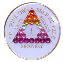 AA Tri-Plate White Bling Magenta Sunset Transition Medallion