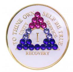 AA Tri-Plate White Bling Magenta/Violet Transition Medallion