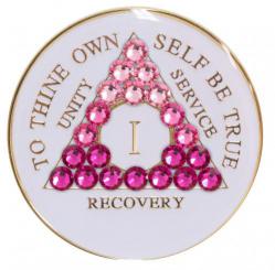 AA Tri-Plate White Bling Rose to Magenta Transition Medallion