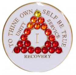 AA Tri-Plate White Bling Citrine to Ruby Transition Medallion