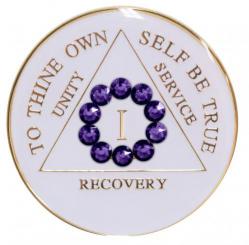 AA Tri-Plate White Bling Violet Circle Medallion