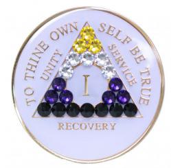 AA Tri-Plate White Bling Yellow/Purple/Black Transition Medallion