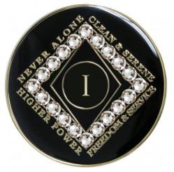 NA Tri-Plate Black Bling Diamond Medallion