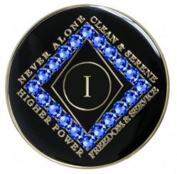 NA Tri-Plate Black Bling Sapphire Medallion