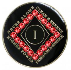 NA Tri-Plate Black Bling Siam Red Medallion