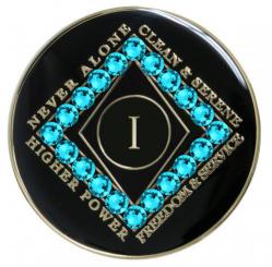 NA Tri-Plate Black Bling Zircon Medallion