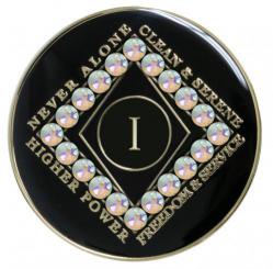 NA Tri-Plate Black Bling Crystal Medallion