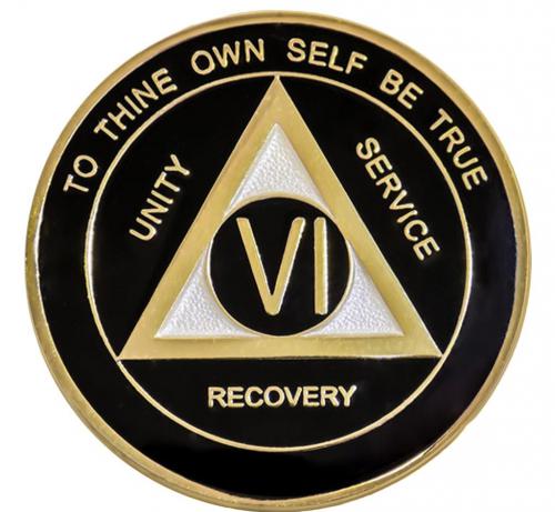 AA Gold Black and Pearl Recovery Medallion